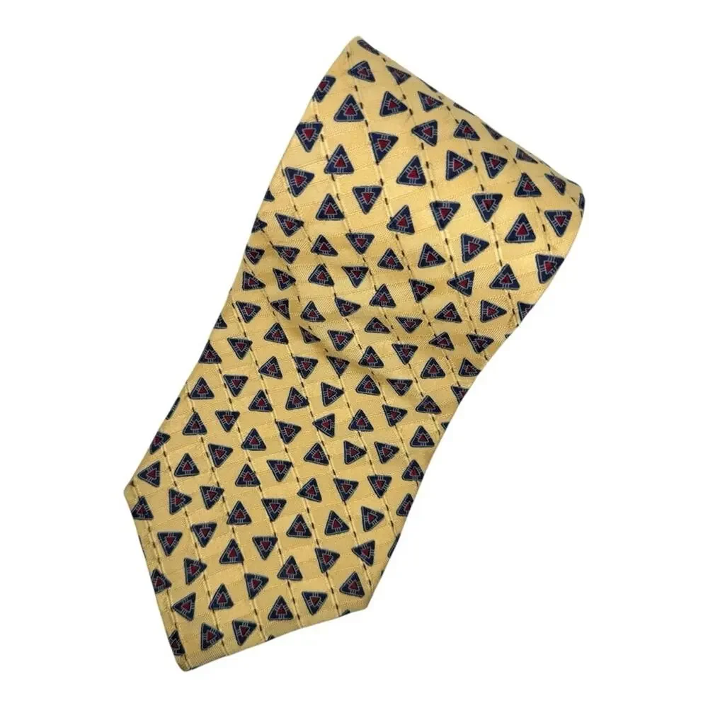 Elegant Yellow Patterned Tie Silk Ferrell Reed 57” Made in America Career Office